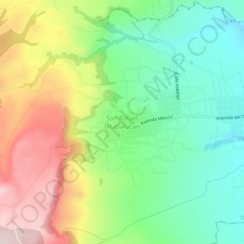 Mapa topográfico San Rafael Ixtapalucan, altitud, relieve