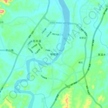Mapa topográfico 琴城镇, altitud, relieve