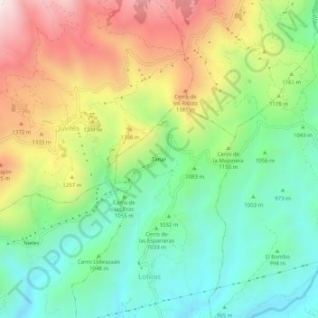 Mapa topográfico Tímar, altitud, relieve