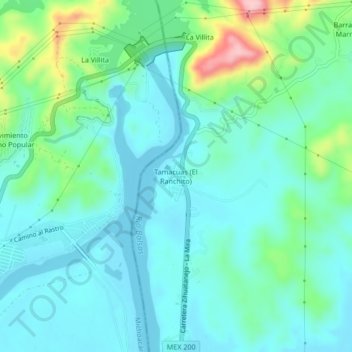 Mapa topográfico Tamacuas (El Ranchito), altitud, relieve