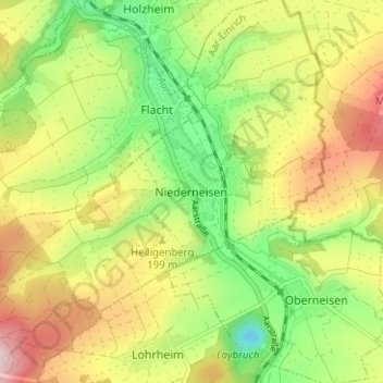 Mapa topográfico Niederneisen, altitud, relieve