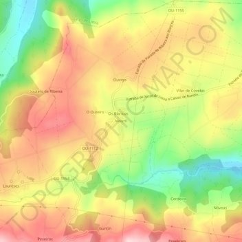 Mapa topográfico Mouril, altitud, relieve