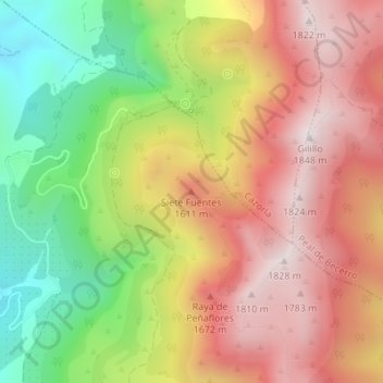 Mapa topográfico Siete Fuentes, altitud, relieve