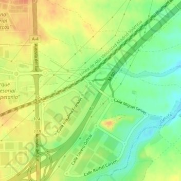 Mapa topográfico Vereda Palacios, altitud, relieve