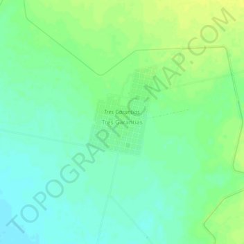 Mapa topográfico Tres Garantías, altitud, relieve