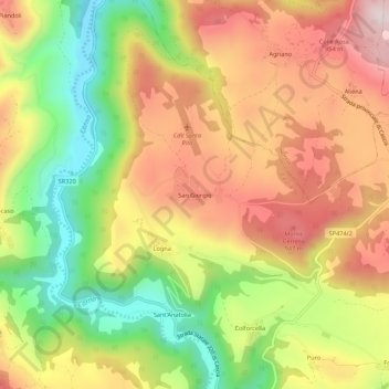Mapa topográfico San Giorgio, altitud, relieve