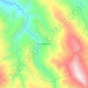 Mapa topográfico Amate Amarillo, altitud, relieve