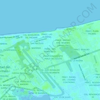 Mapa topográfico FRACC. SAN FRANCISCO, altitud, relieve