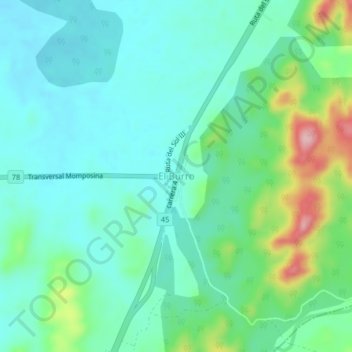 Mapa topográfico El Burro, altitud, relieve
