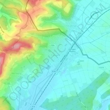 Mapa topográfico Erzingen, altitud, relieve