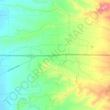 Mapa topográfico Fairview, altitud, relieve