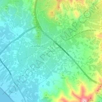 Mapa topográfico Puntalón, altitud, relieve