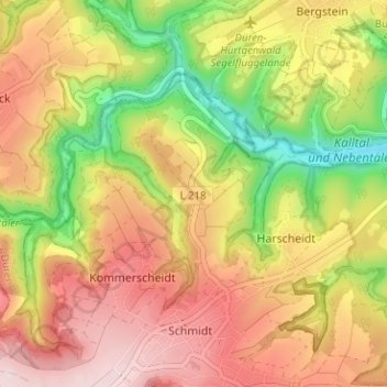 Mapa topográfico Mausbach, altitud, relieve