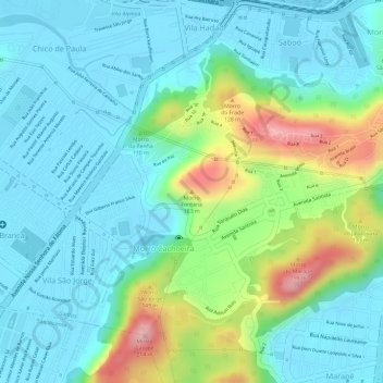 Mapa topográfico Morro Fontana, altitud, relieve