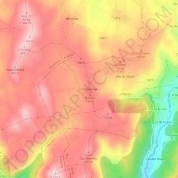 Mapa topográfico Campolongo, altitud, relieve