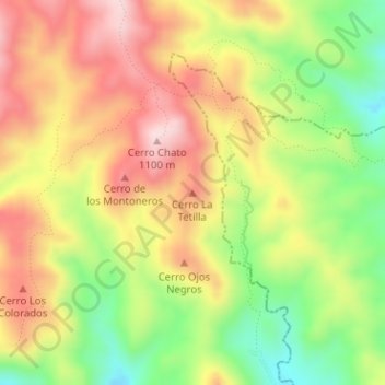 Mapa topográfico Cerro La Tetilla, altitud, relieve