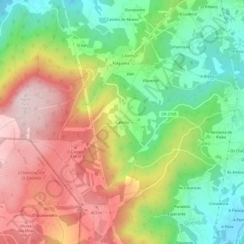 Mapa topográfico Cabrois, altitud, relieve