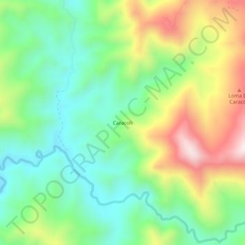 Mapa topográfico Caracoli, altitud, relieve