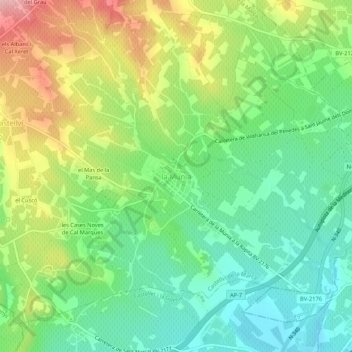 Mapa topográfico la Múnia, altitud, relieve