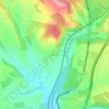 Mapa topográfico Osacar, altitud, relieve