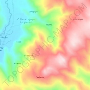 Mapa topográfico Provincia de Azángaro, altitud, relieve