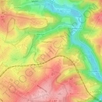 Mapa topográfico Theegartener Kopf, altitud, relieve