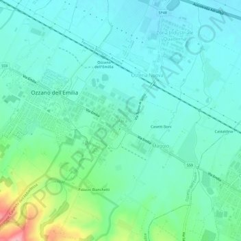 Mapa topográfico Tolara, altitud, relieve