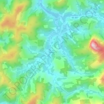 Mapa topográfico Parajú, altitud, relieve