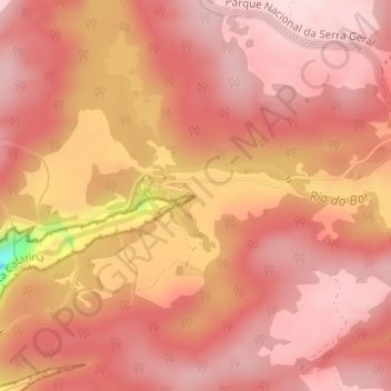 Mapa topográfico Mirante do Vértice, altitud, relieve