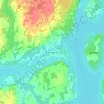 Mapa topográfico Bobcaygeon, altitud, relieve