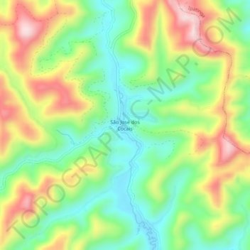 Mapa topográfico São José dos Cocais, altitud, relieve