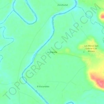 Mapa topográfico La Papatla, altitud, relieve