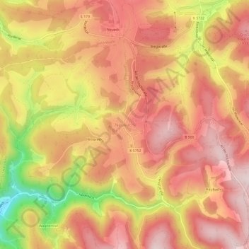 Mapa topográfico Neukirch, altitud, relieve