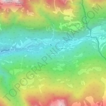 Mapa topográfico Canete, altitud, relieve