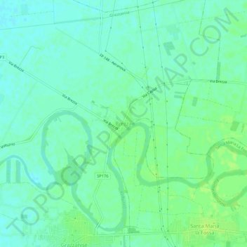 Mapa topográfico Brezza, altitud, relieve