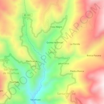 Mapa topográfico Liscay, altitud, relieve