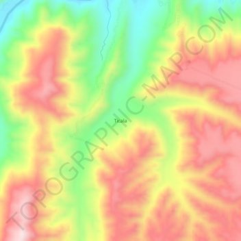 Mapa topográfico Ticala, altitud, relieve