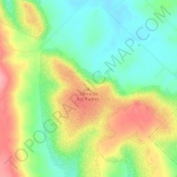 Mapa topográfico Sierra de los Padres, altitud, relieve
