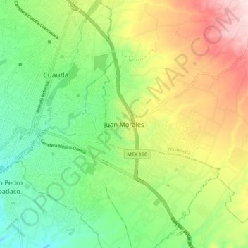 Mapa topográfico Juan Morales, altitud, relieve
