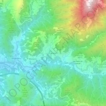 Mapa topográfico Campegli, altitud, relieve