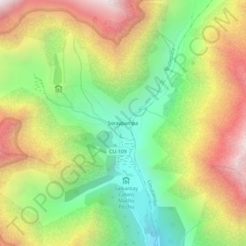 Mapa topográfico Soraypampa, altitud, relieve