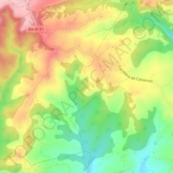 Mapa topográfico Pla de la Font, altitud, relieve