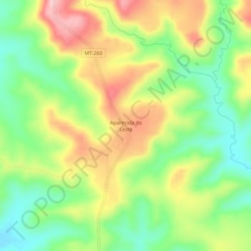 Mapa topográfico Aparecida do Leste, altitud, relieve