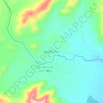 Mapa topográfico Guayacanal, altitud, relieve