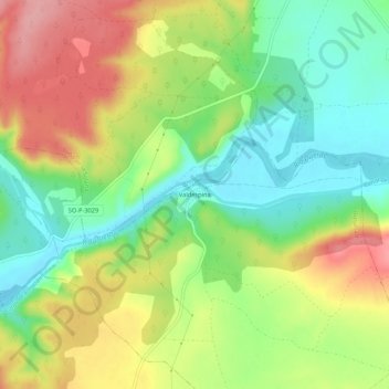 Mapa topográfico Valdespina, altitud, relieve