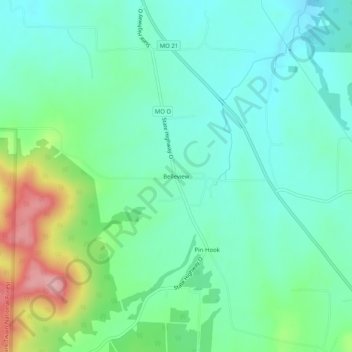 Mapa topográfico Belleview, altitud, relieve