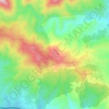 Mapa topográfico Monte Elviria, altitud, relieve