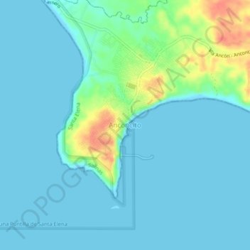 Mapa topográfico Anconcito, altitud, relieve