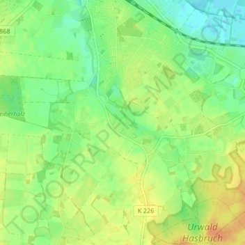 Mapa topográfico Vielstedt, altitud, relieve