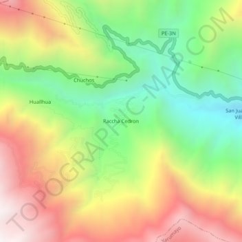 Mapa topográfico Raccha Cedron, altitud, relieve